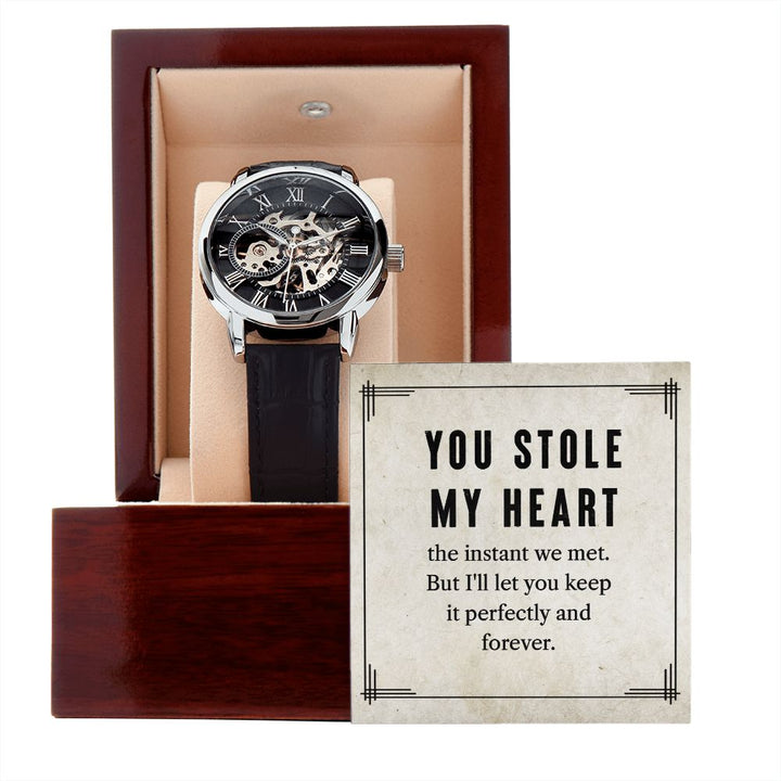 To My Husband | You stole my heart - Men's Openwork Watch