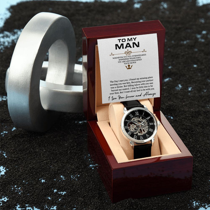To My Man | I love you, forever and always - Men's Openwork Watch