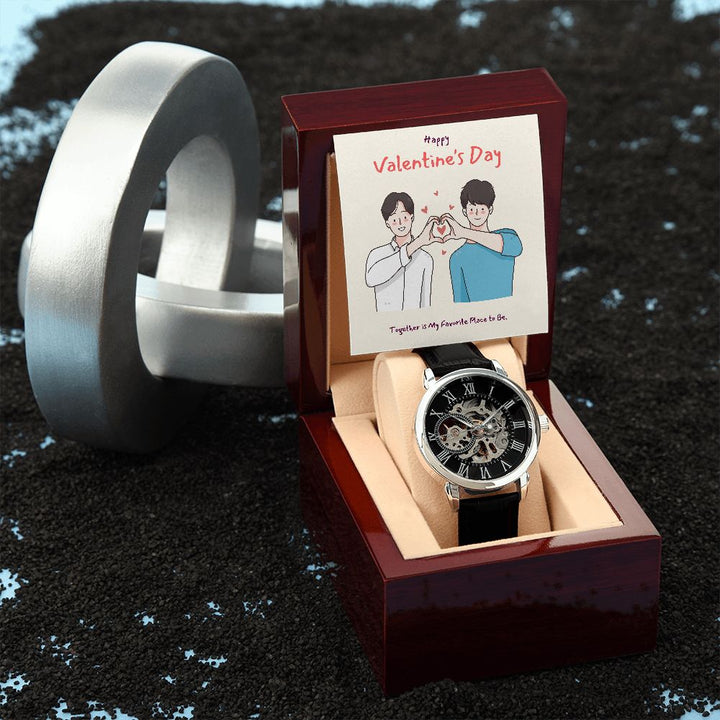 Happy Valentine's Day | Together We Shine LGBTQ for Men - Men's Openwork Watch