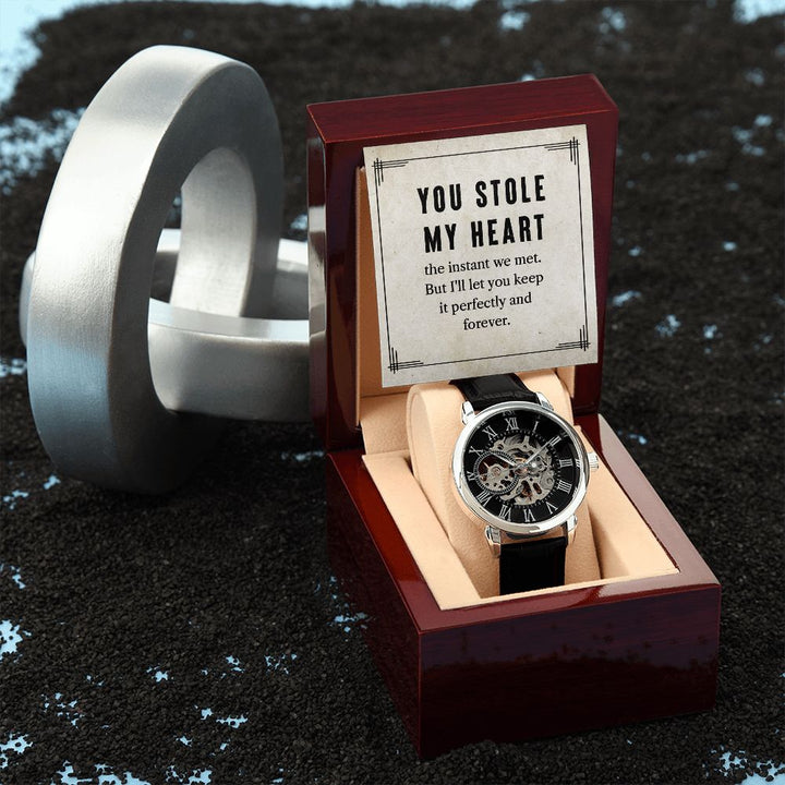 To My Husband | You stole my heart - Men's Openwork Watch