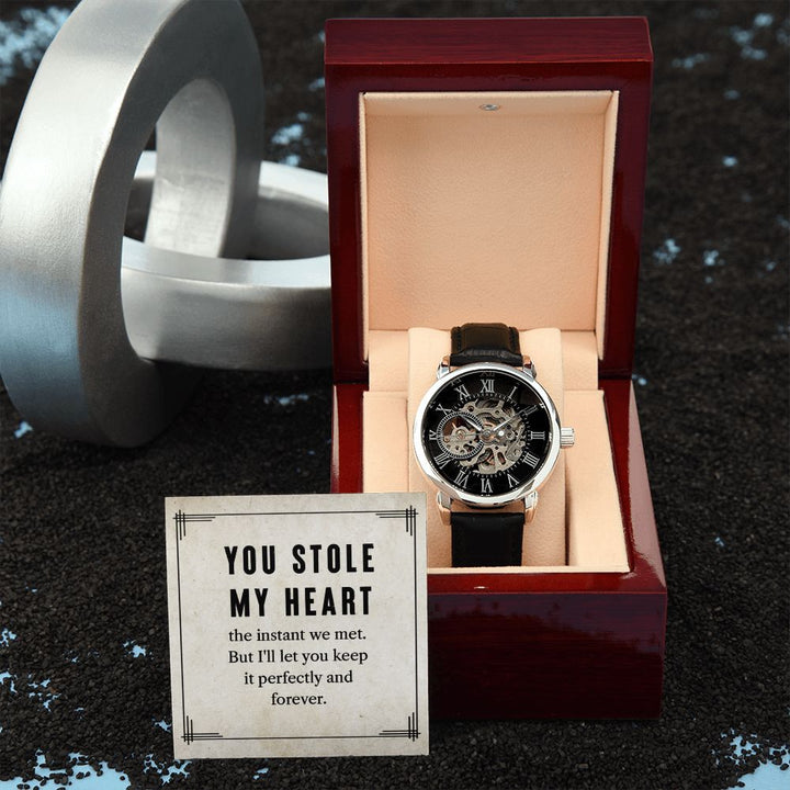 To My Husband | You stole my heart - Men's Openwork Watch