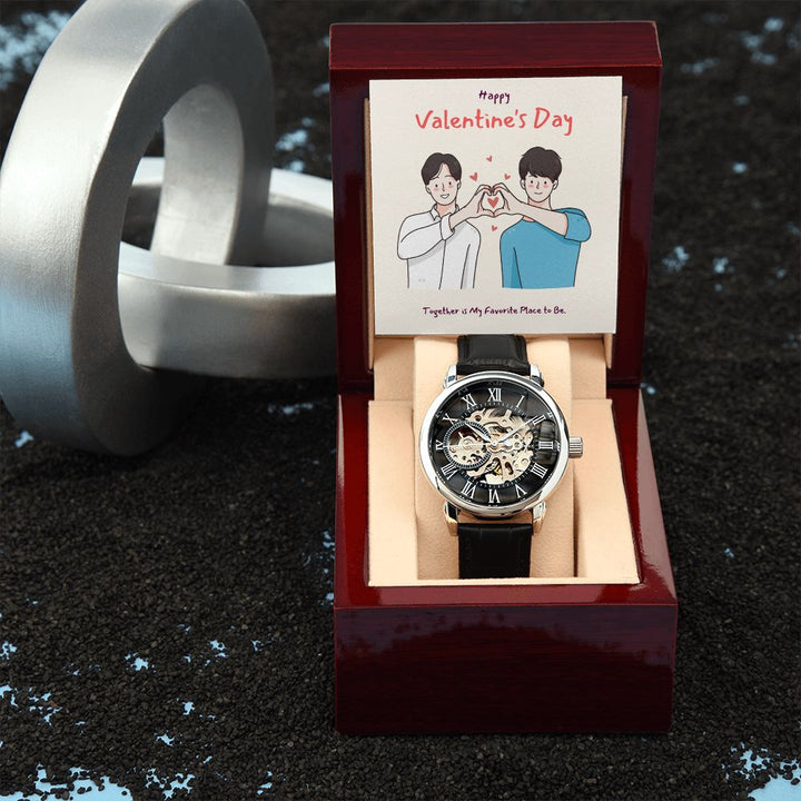 Happy Valentine's Day | Together We Shine LGBTQ for Men - Men's Openwork Watch