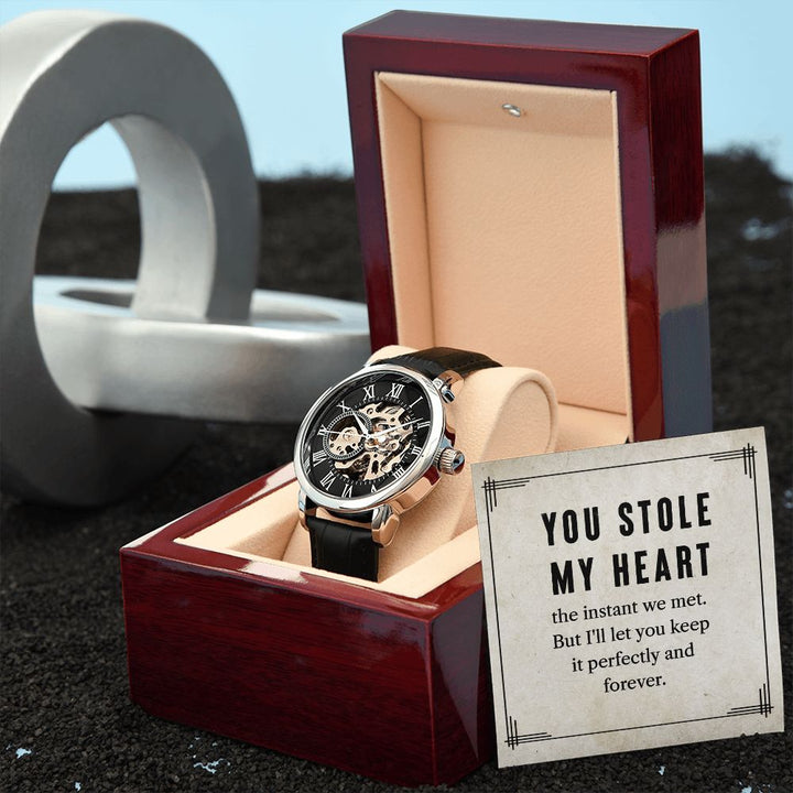 To My Husband | You stole my heart - Men's Openwork Watch