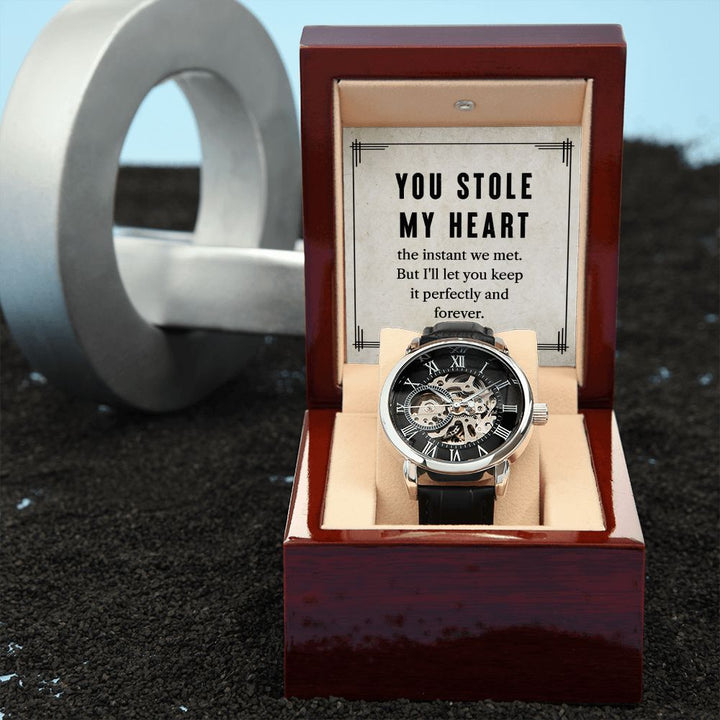 To My Husband | You stole my heart - Men's Openwork Watch
