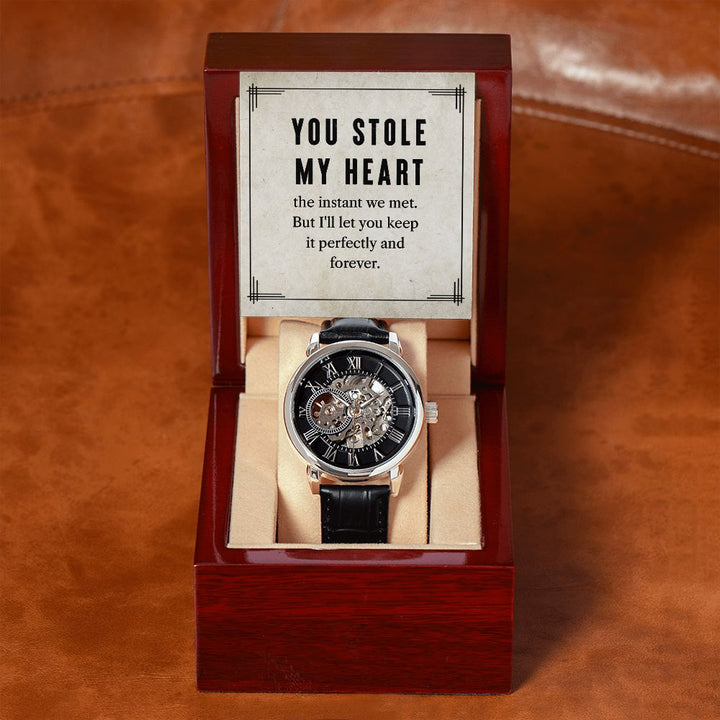 To My Husband | You stole my heart - Men's Openwork Watch