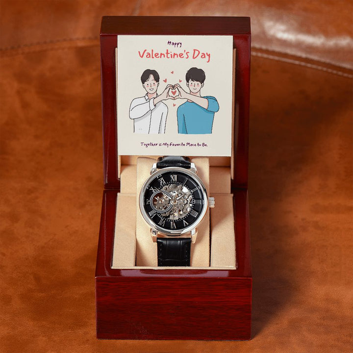 Happy Valentine's Day | Together We Shine LGBTQ for Men - Men's Openwork Watch