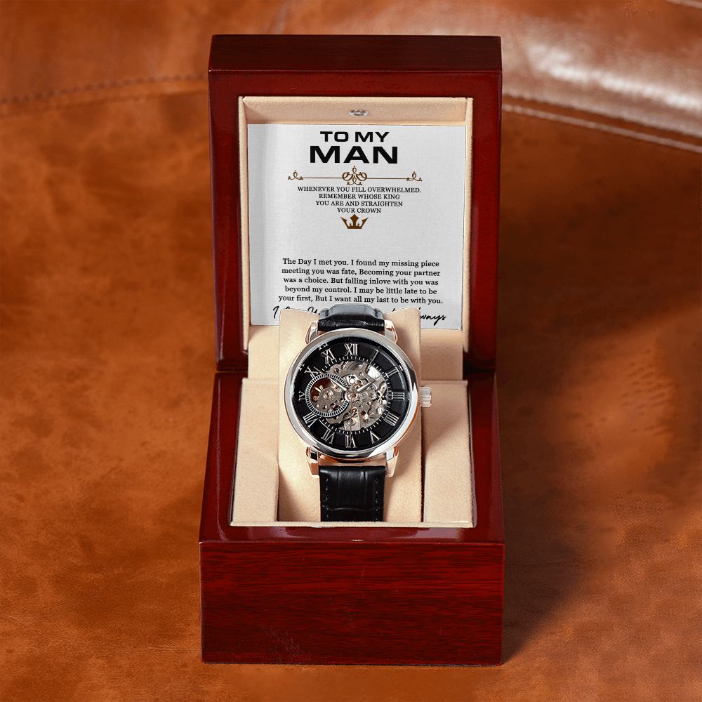To My Man | I love you, forever and always - Men's Openwork Watch