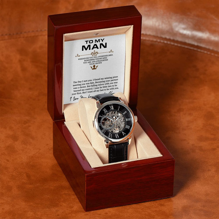 To My Man | I love you, forever and always - Men's Openwork Watch