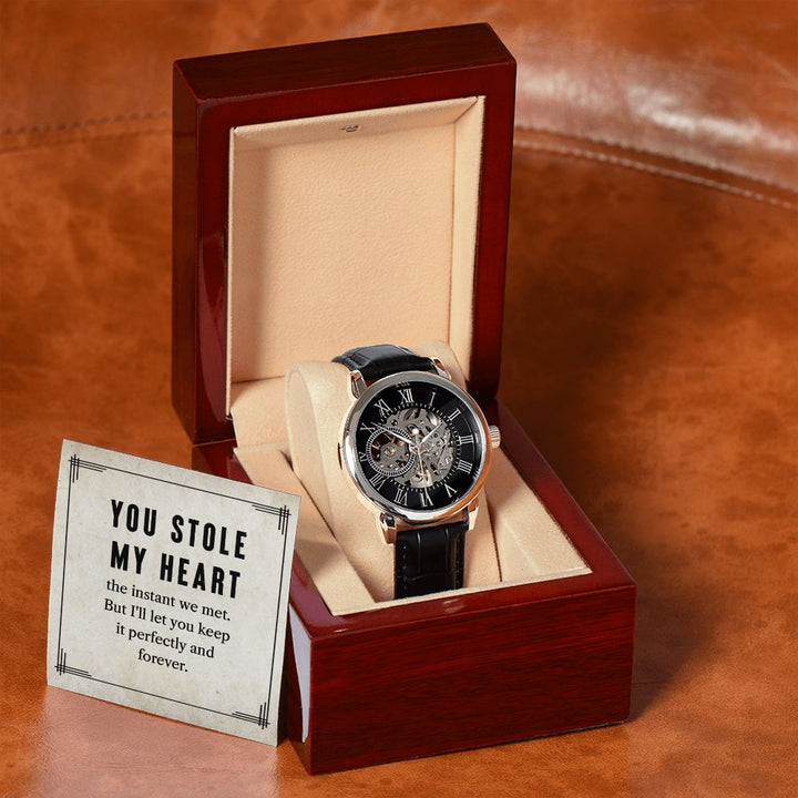 To My Husband | You stole my heart - Men's Openwork Watch
