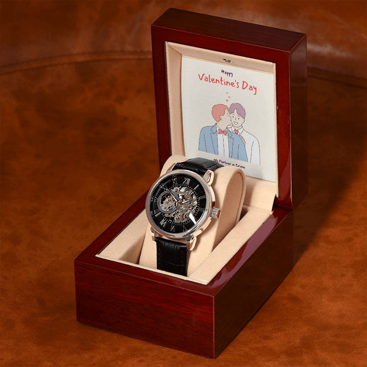 Happy Valentine's | Love has No Gender LGBTQ for Men - Men's Openwork Watch