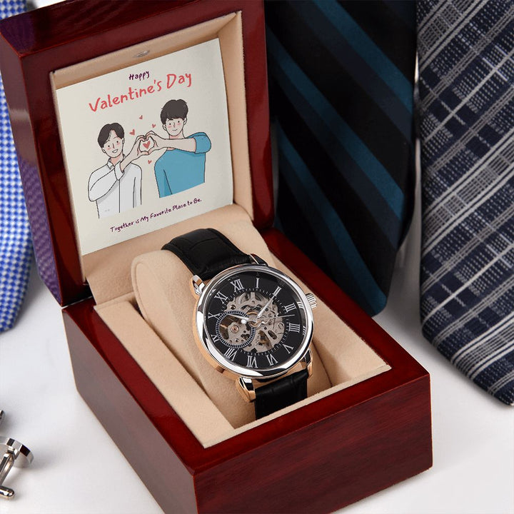 Happy Valentine's Day | Together We Shine LGBTQ for Men - Men's Openwork Watch