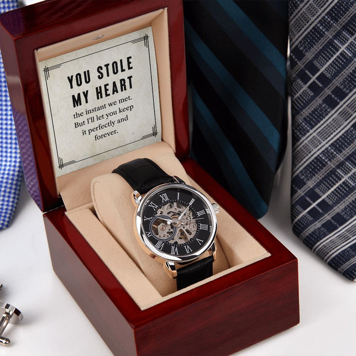 To My Husband | You stole my heart - Men's Openwork Watch