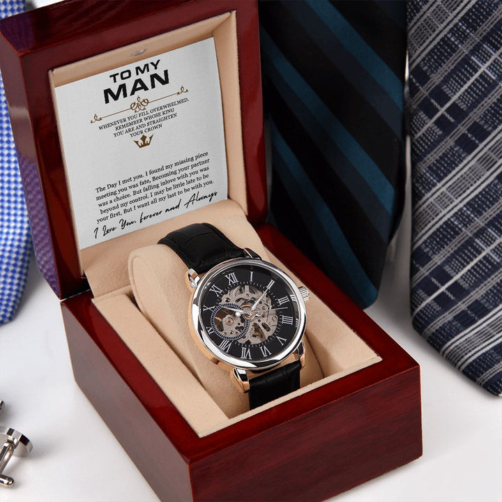 To My Man | I love you, forever and always - Men's Openwork Watch