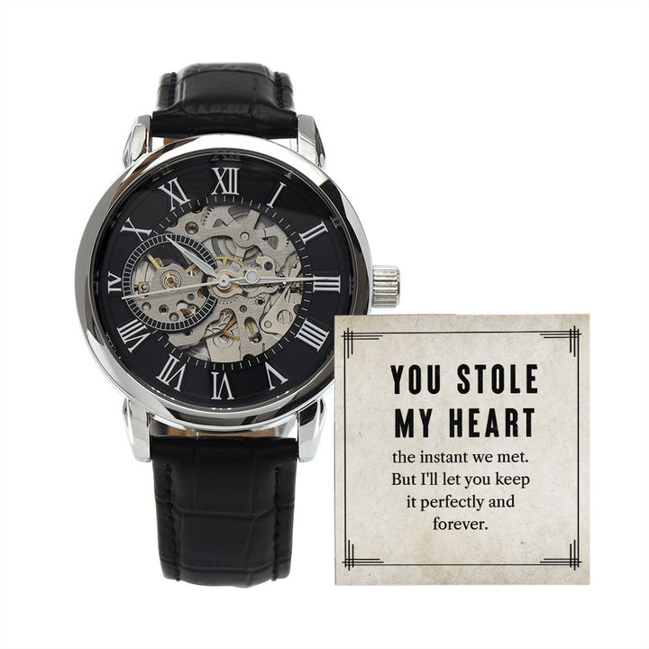 To My Husband | You stole my heart - Men's Openwork Watch