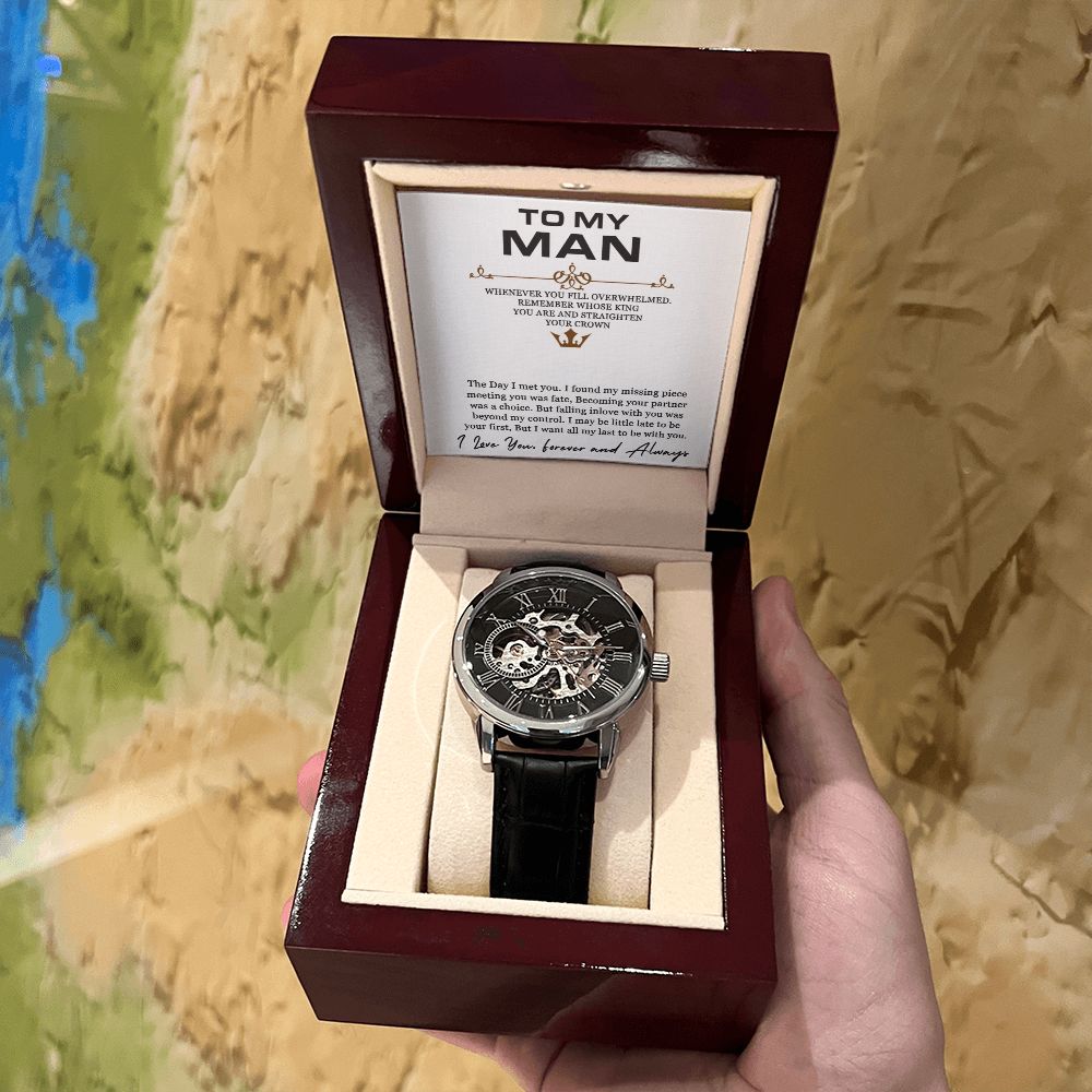 To My Man | I love you, forever and always - Men's Openwork Watch