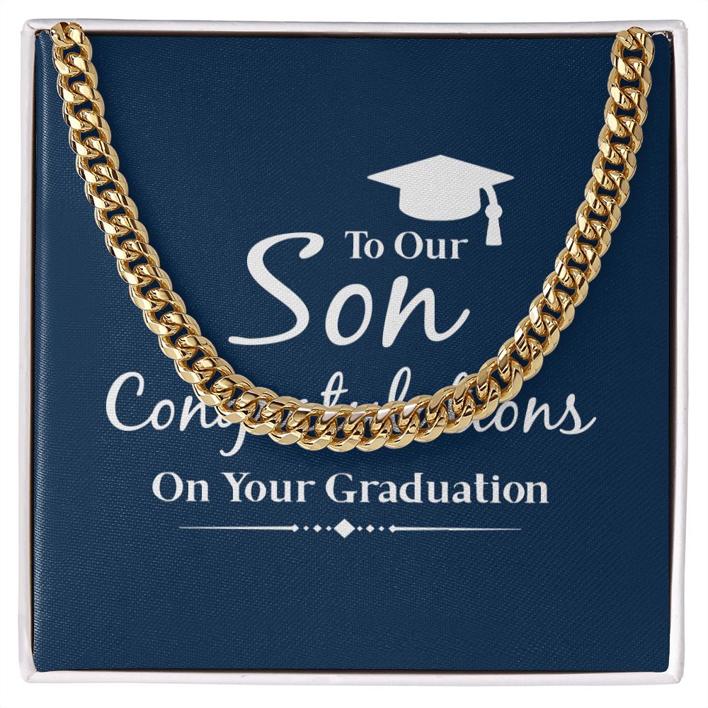 Happy Graduation Son | The Sky's the Limit, So Reach for the Stars - Cuban Link Chain
