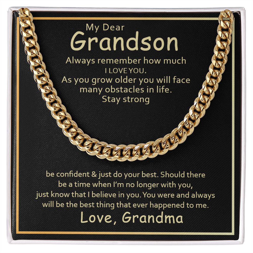 To My Grandson | I Love You Grandson From Grandma - Cuban Link Chain