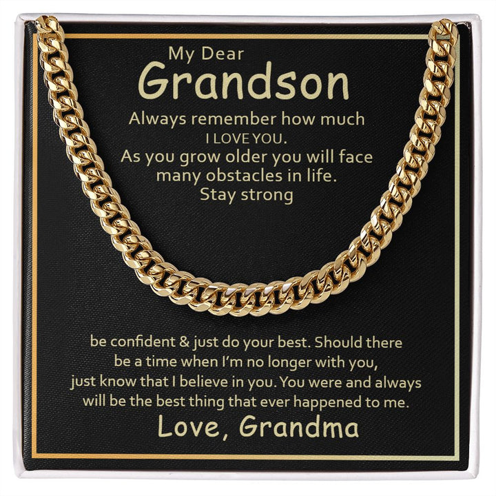 To My Grandson | I Love You Grandson From Grandma - Cuban Link Chain