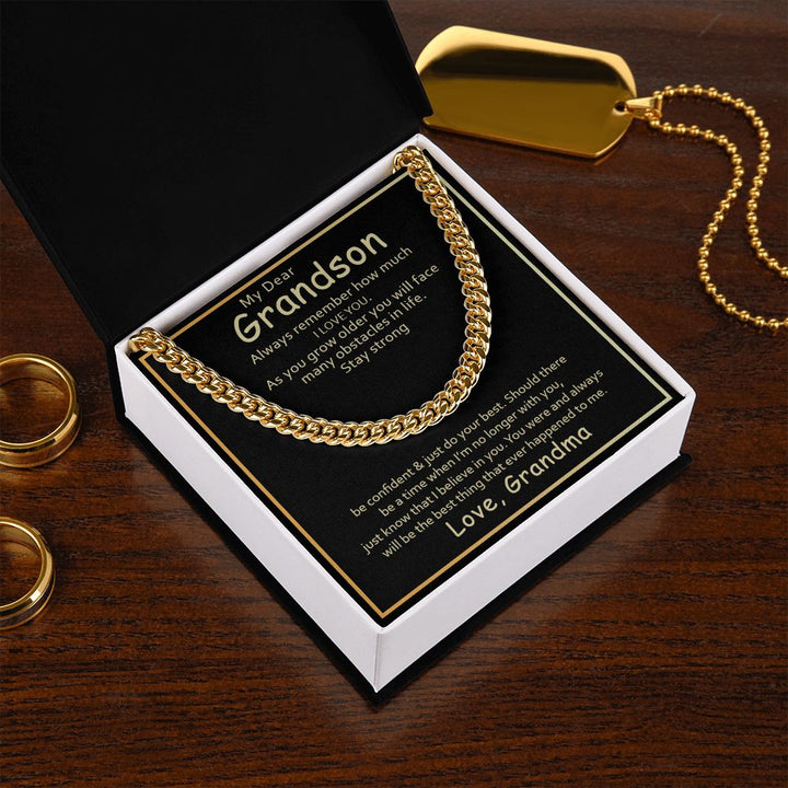 To My Grandson | I Love You Grandson From Grandma - Cuban Link Chain