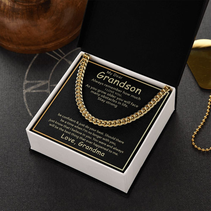 To My Grandson | I Love You Grandson From Grandma - Cuban Link Chain