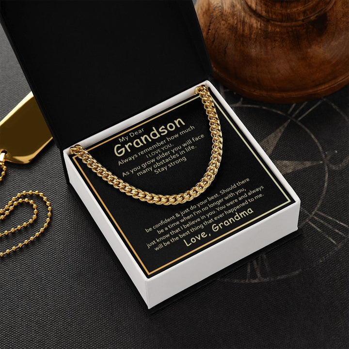 To My Grandson | I Love You Grandson From Grandma - Cuban Link Chain