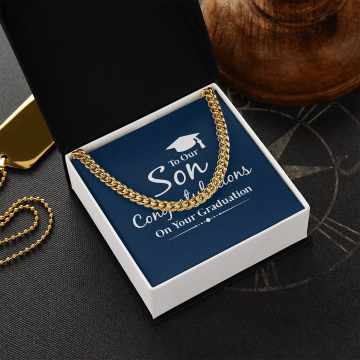 Happy Graduation Son | The Sky's the Limit, So Reach for the Stars - Cuban Link Chain
