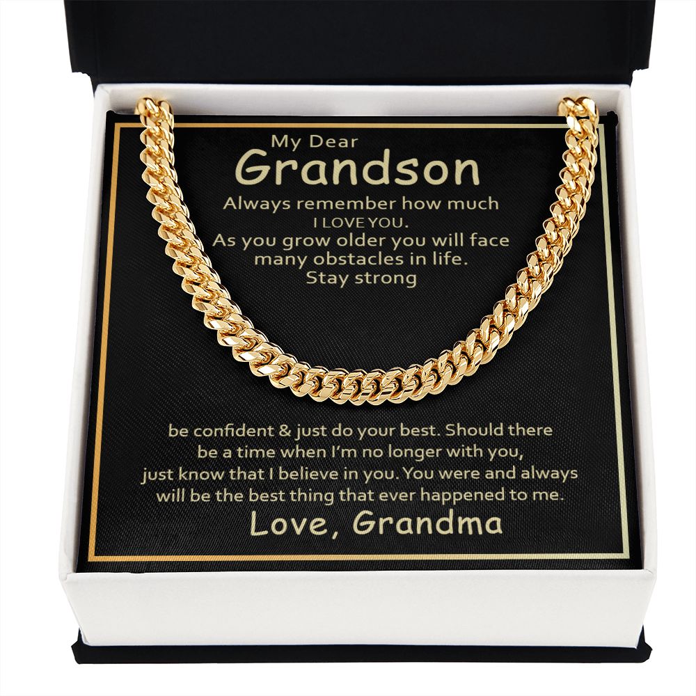To My Grandson | I Love You Grandson From Grandma - Cuban Link Chain