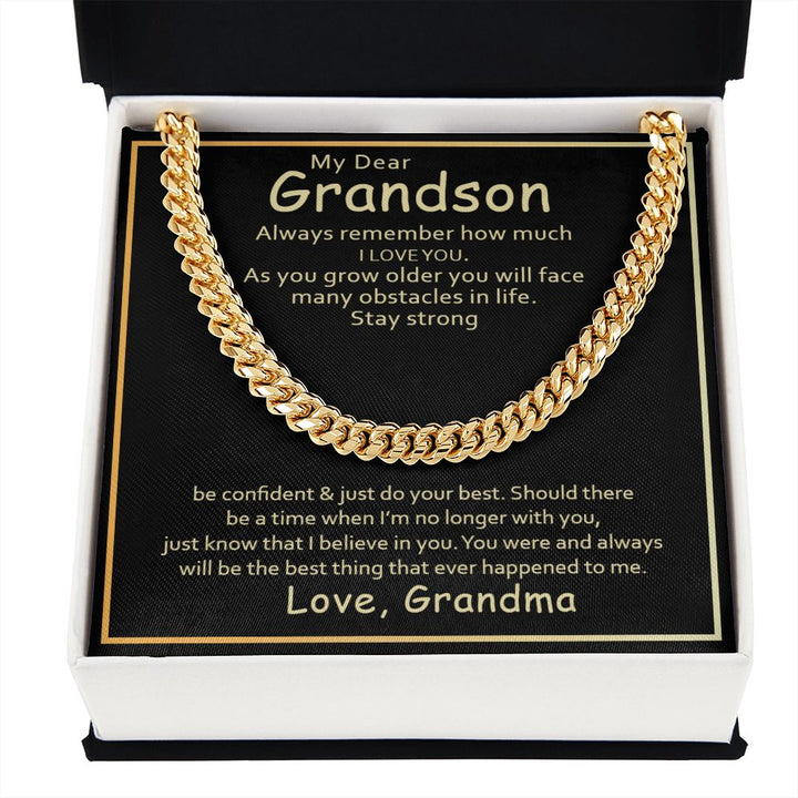 To My Grandson | I Love You Grandson From Grandma - Cuban Link Chain