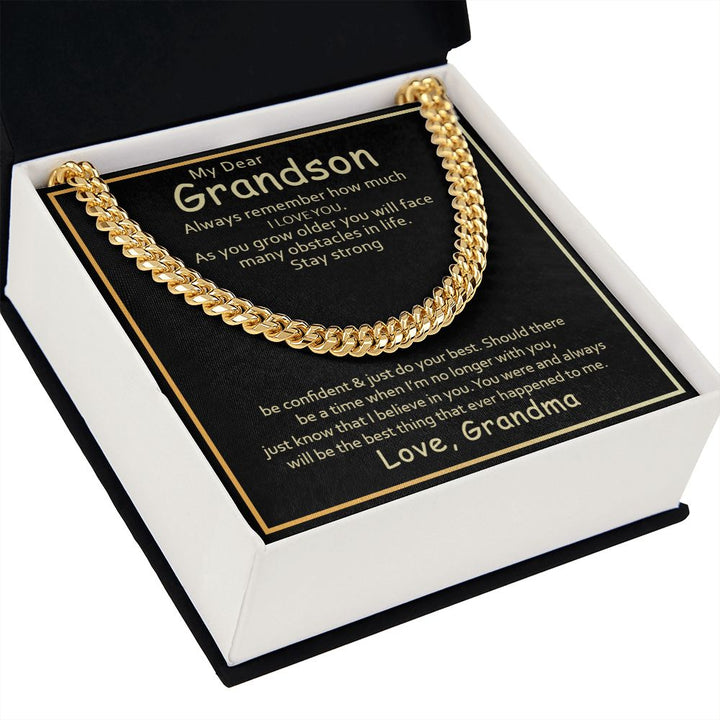 To My Grandson | I Love You Grandson From Grandma - Cuban Link Chain