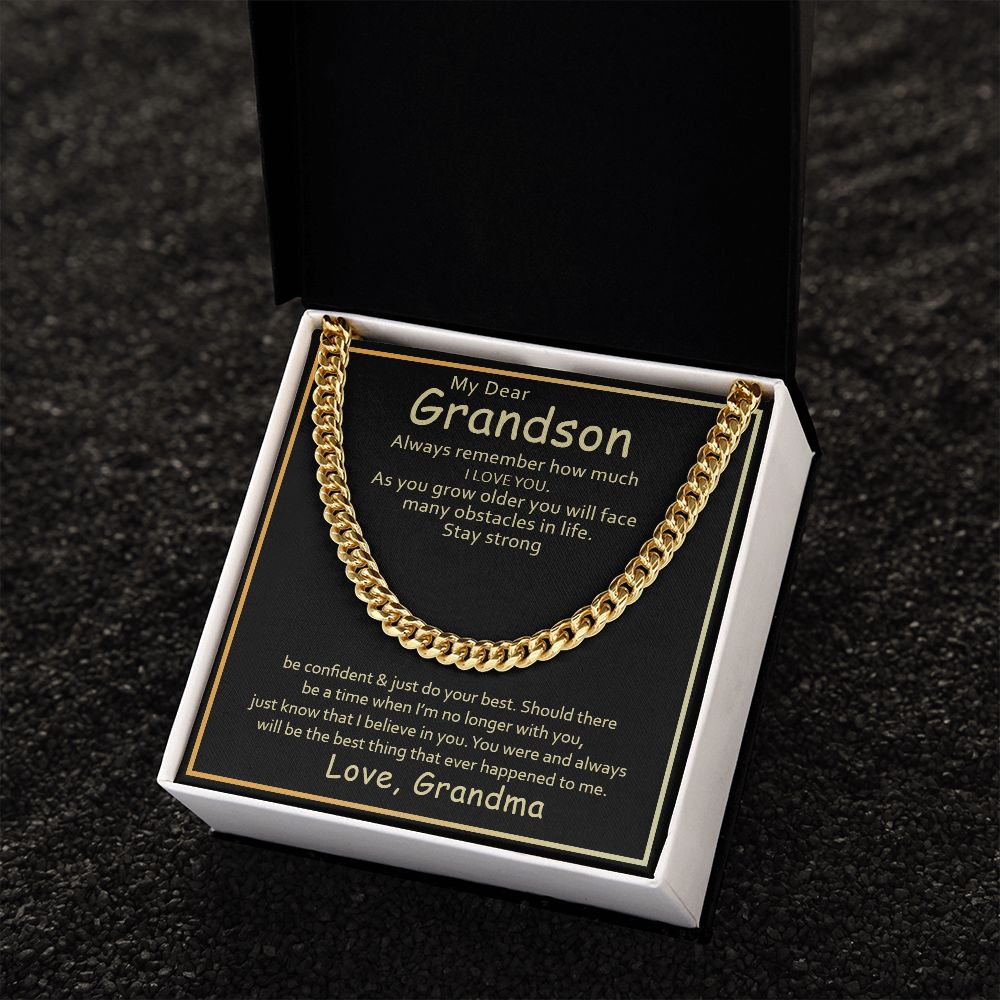 To My Grandson | I Love You Grandson From Grandma - Cuban Link Chain