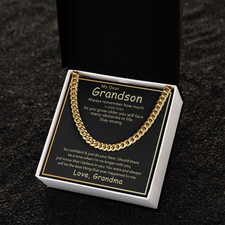 To My Grandson | I Love You Grandson From Grandma - Cuban Link Chain