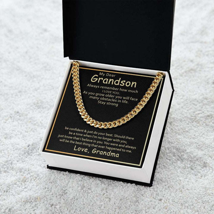 To My Grandson | I Love You Grandson From Grandma - Cuban Link Chain