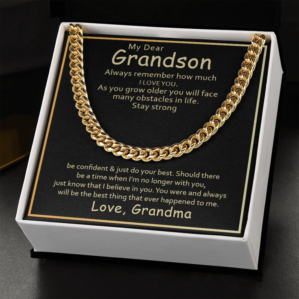 To My Grandson | I Love You Grandson From Grandma - Cuban Link Chain