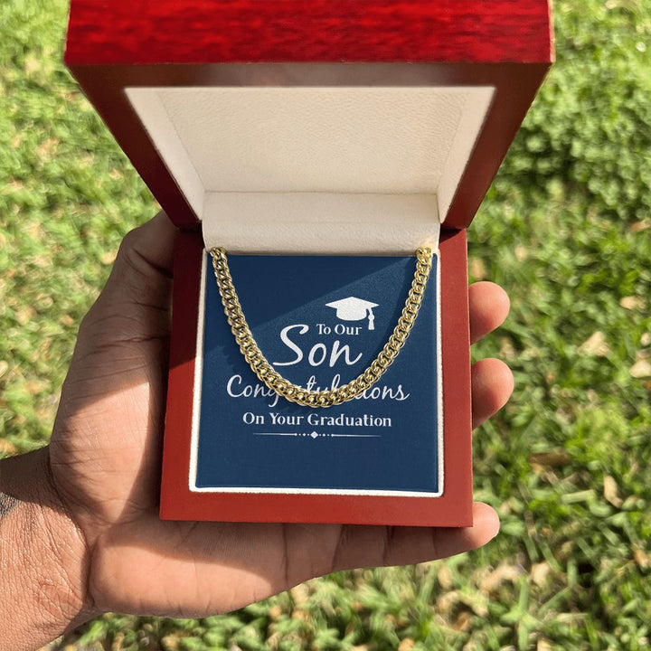 Happy Graduation Son | The Sky's the Limit, So Reach for the Stars - Cuban Link Chain