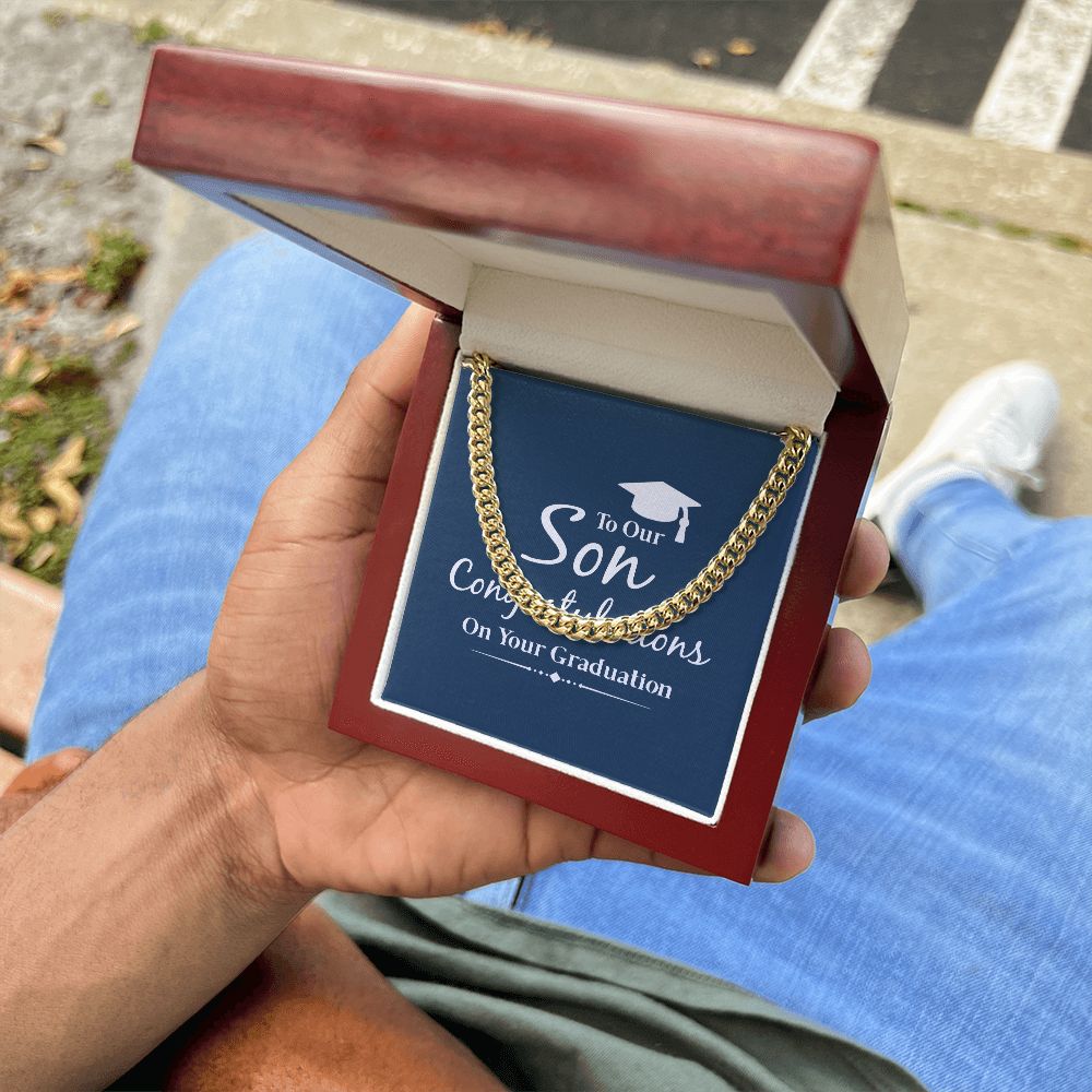 Happy Graduation Son | The Sky's the Limit, So Reach for the Stars - Cuban Link Chain