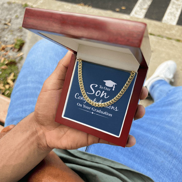 Happy Graduation Son | The Sky's the Limit, So Reach for the Stars - Cuban Link Chain