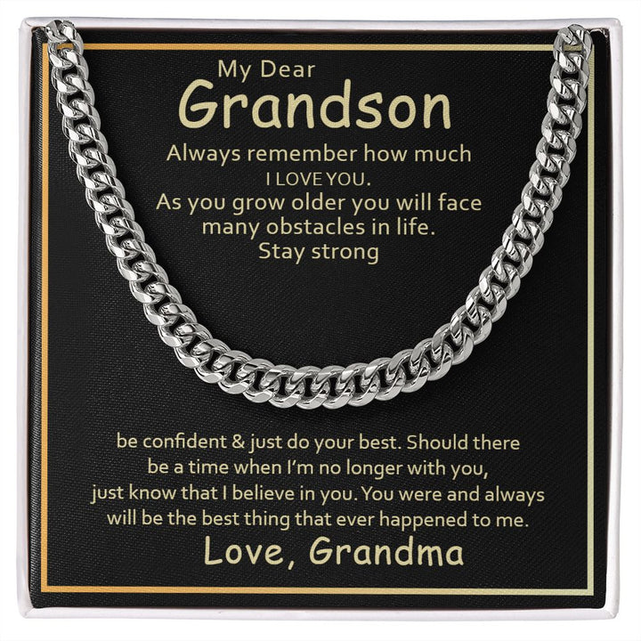 To My Grandson | I Love You Grandson From Grandma - Cuban Link Chain