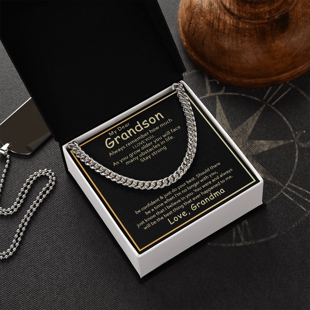 To My Grandson | I Love You Grandson From Grandma - Cuban Link Chain