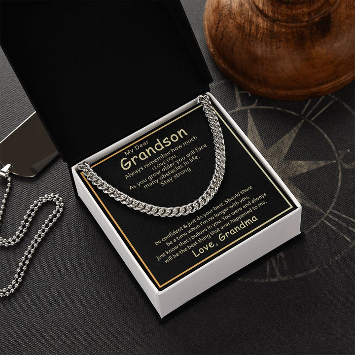 To My Grandson | I Love You Grandson From Grandma - Cuban Link Chain
