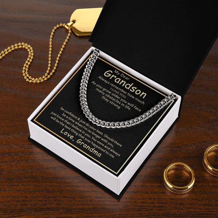 To My Grandson | I Love You Grandson From Grandma - Cuban Link Chain