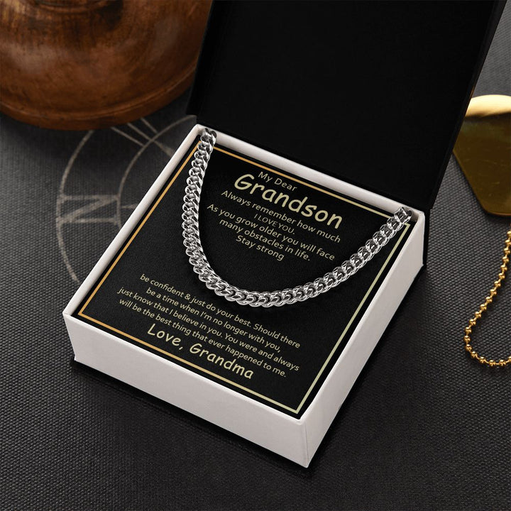 To My Grandson | I Love You Grandson From Grandma - Cuban Link Chain