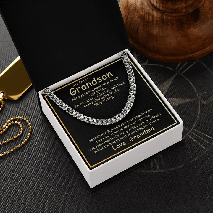 To My Grandson | I Love You Grandson From Grandma - Cuban Link Chain