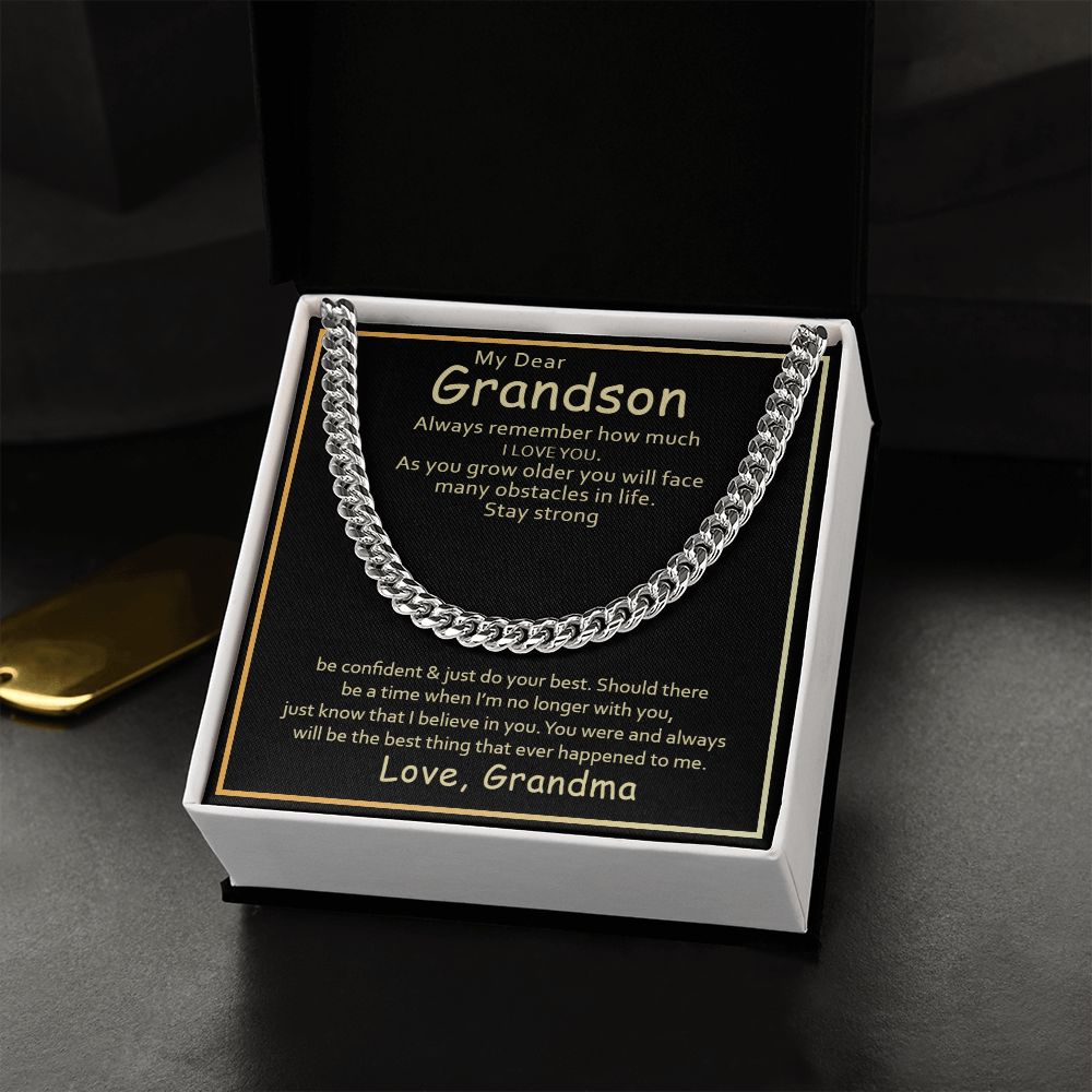 To My Grandson | I Love You Grandson From Grandma - Cuban Link Chain