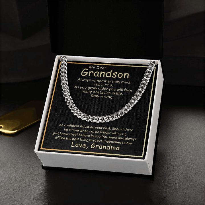 To My Grandson | I Love You Grandson From Grandma - Cuban Link Chain