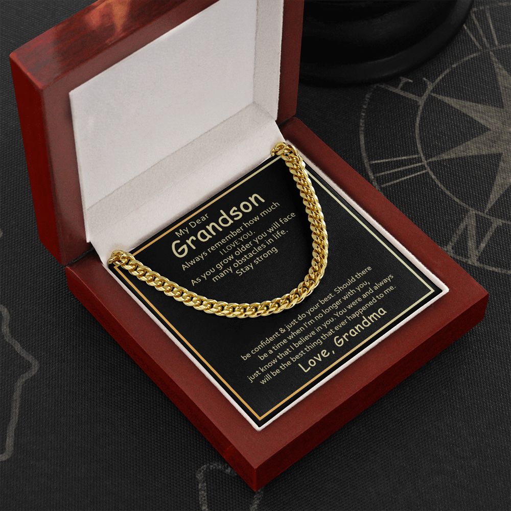 To My Grandson | I Love You Grandson From Grandma - Cuban Link Chain