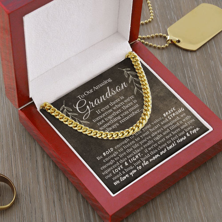 To Our Amazing Grandson | We love you to the moon and back! - Cuban Link Chain