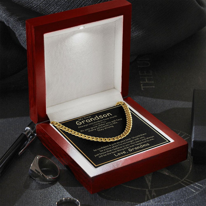 To My Grandson | I Love You Grandson From Grandma - Cuban Link Chain