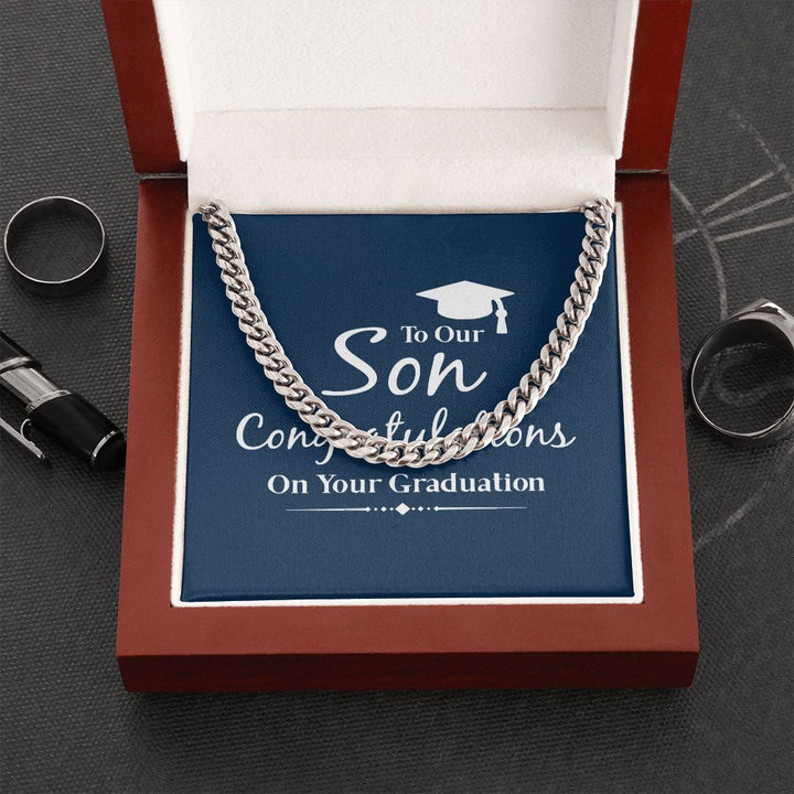 Happy Graduation Son | The Sky's the Limit, So Reach for the Stars - Cuban Link Chain