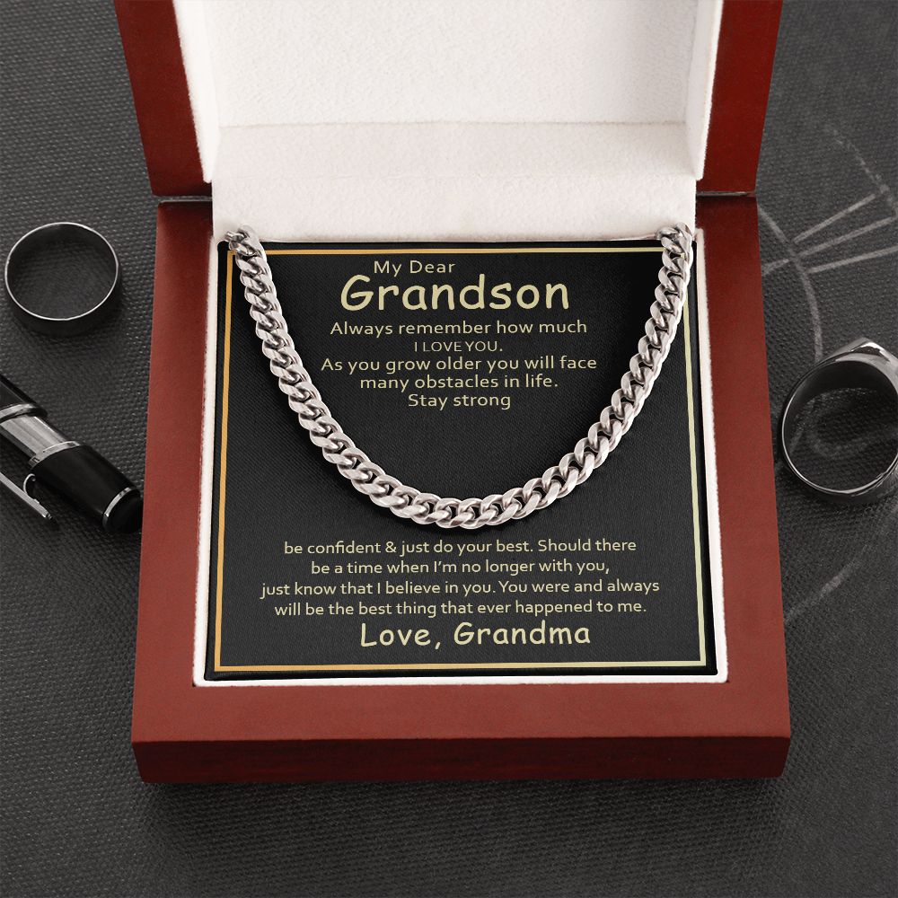 To My Grandson | I Love You Grandson From Grandma - Cuban Link Chain