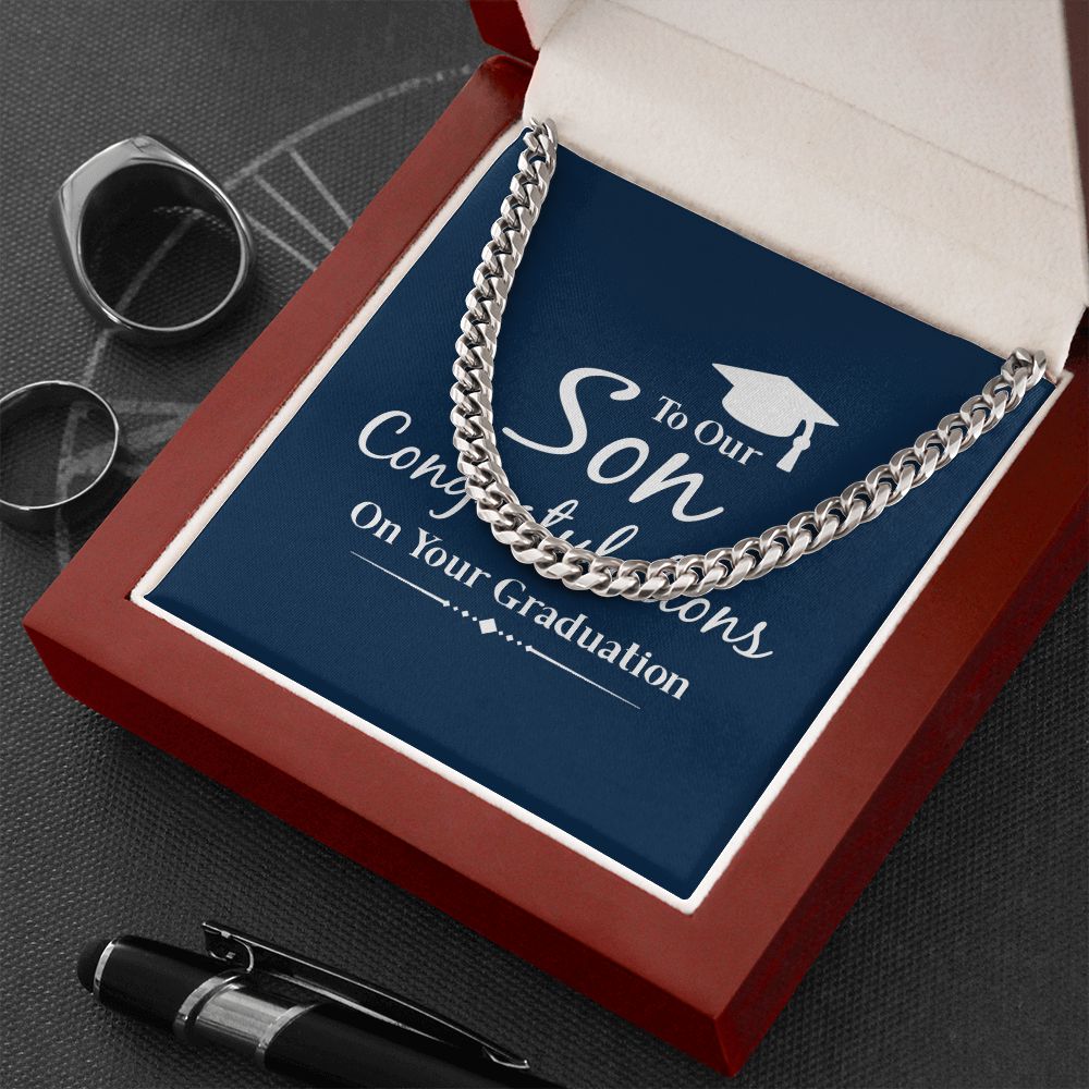Happy Graduation Son | The Sky's the Limit, So Reach for the Stars - Cuban Link Chain